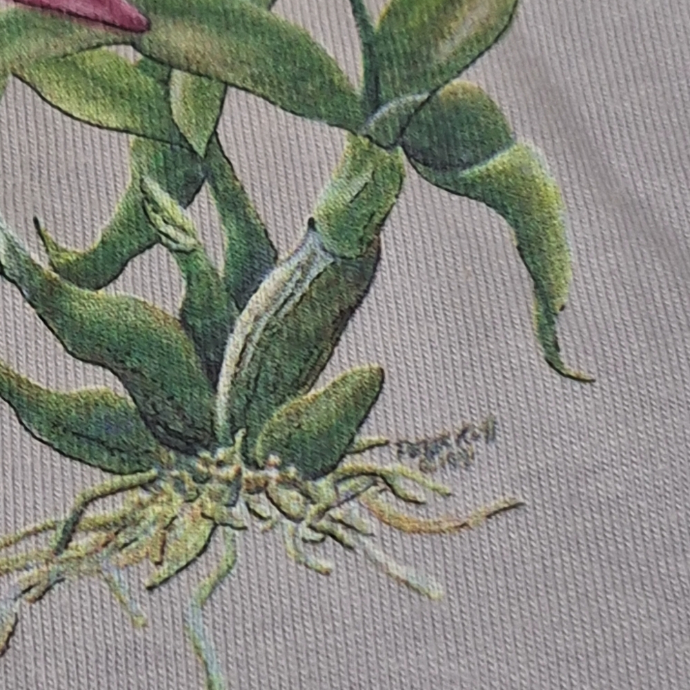 Vtg National Wildlife Orchids Light Purple Single Stitch Shirt Sz L Made In USA - Picture 8 of 13